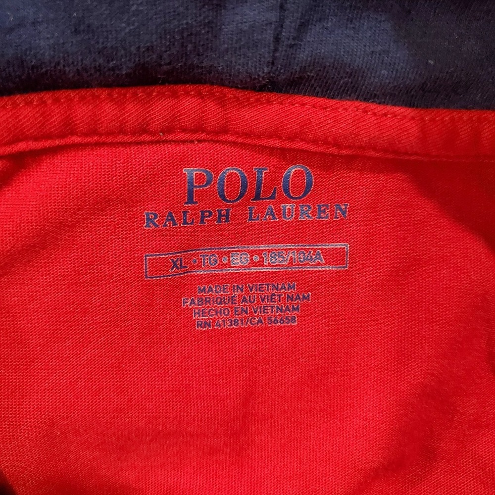 Polo Ralph Lauren Hoodie XL Red Blue 1967 Spell Out Hooded Lightweight - Picture 4 of 7